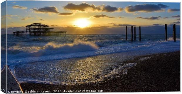 Sunset's on the West Pier Brighton  Canvas Print by robin whitehead