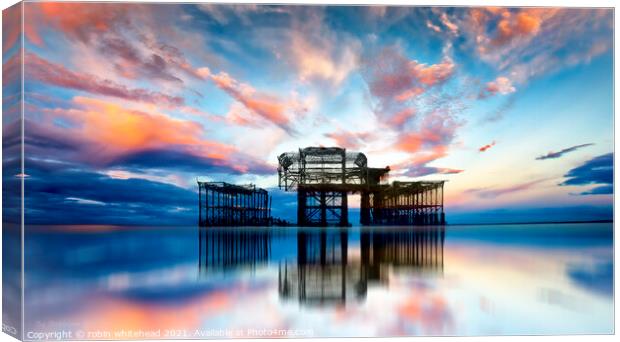 Beautiful Sunset at Brighton's West Pier Canvas Print by robin whitehead