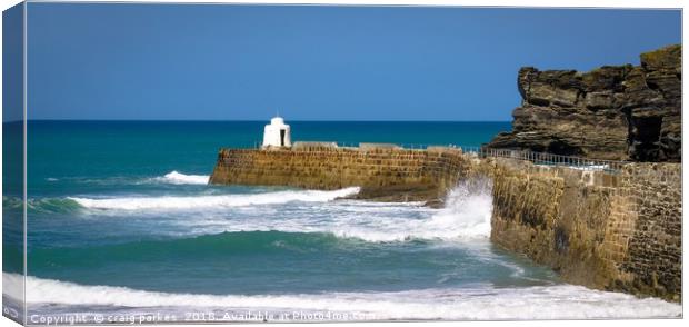 Portreath harbour wall Canvas Print by craig parkes