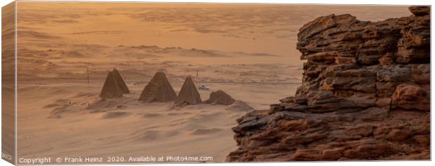 View to pyramids of Karima, Sudan Canvas Print by Frank Heinz