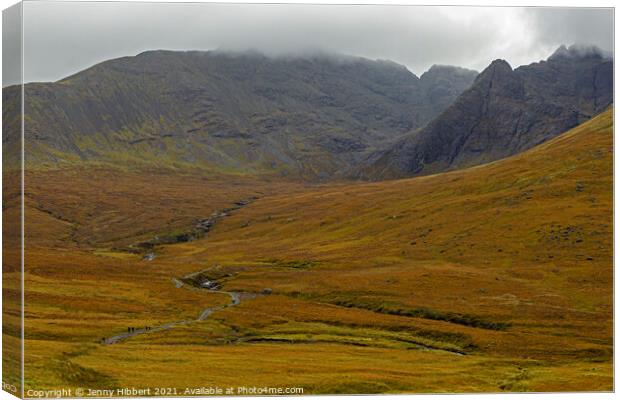Walk to Fairy pools at the foot of the Black Cuillins Canvas Print by Jenny Hibbert