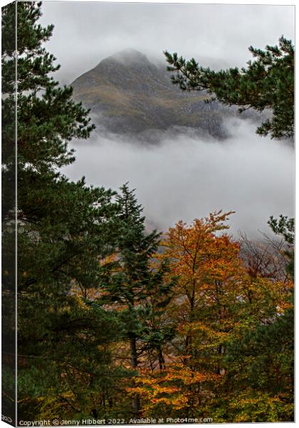 Ben Nevis in the mist & clouds Canvas Print by Jenny Hibbert