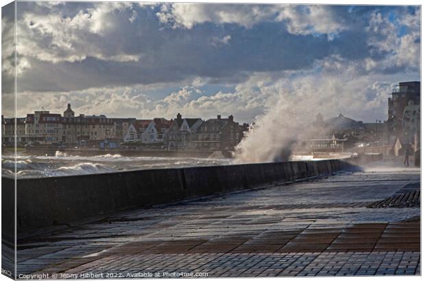 Storm wave at Porthcawl South Wales Canvas Print by Jenny Hibbert