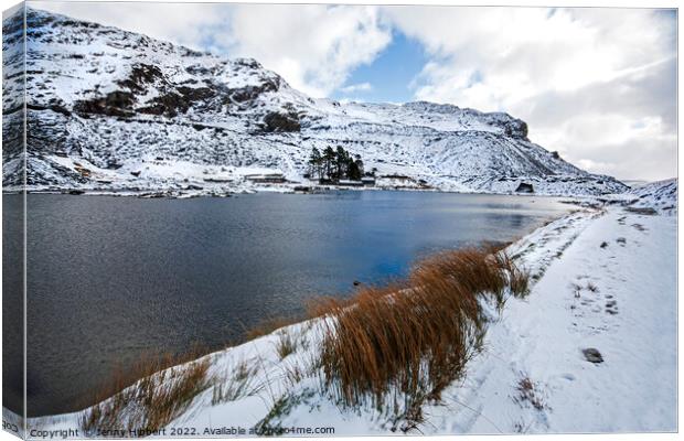 Cwmorthin lake, Snowdonia National Park Canvas Print by Jenny Hibbert