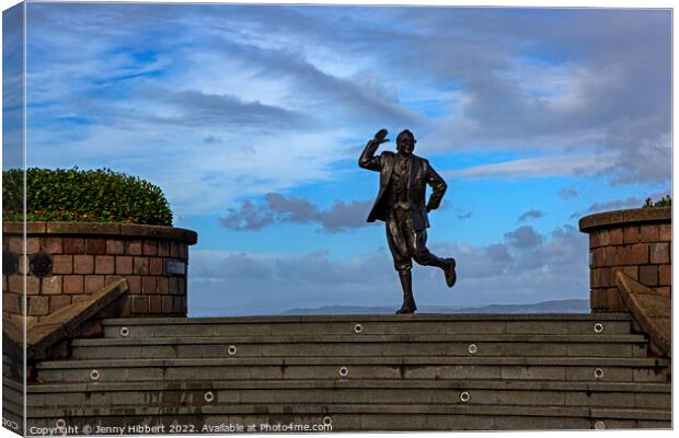 Bring me sunshine, Eric Morecambe statue in Morecambe Bay Canvas Print by Jenny Hibbert