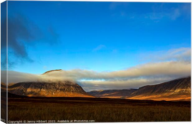 Low cloud over Buachaille Etive Mor in Glencoe Canvas Print by Jenny Hibbert
