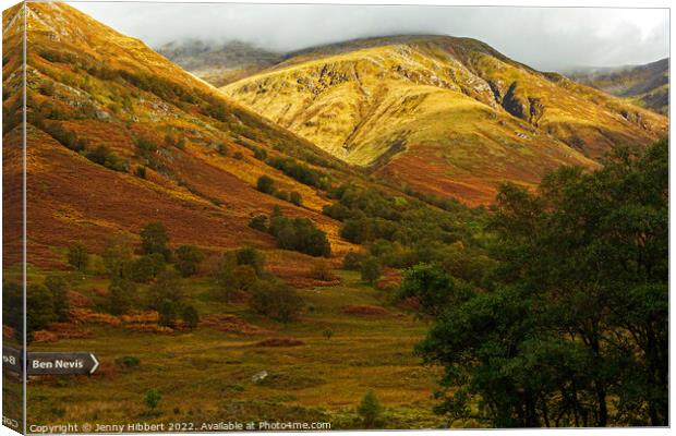 Ben Nevis is that way Canvas Print by Jenny Hibbert