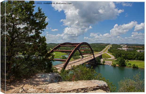 Looking across Pennybacker bridge, Austin, Texas Canvas Print by Jenny Hibbert