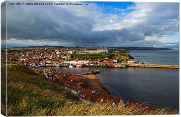 Looking across to Whitby harbour  Canvas Print by Jenny Hibbert