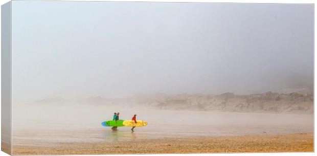 Surfers give up due to weather Canvas Print by Jenny Hibbert