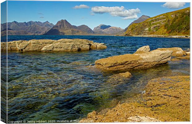 Elgol looking across Loch Scavaig with the Cuillins in the distance Canvas Print by Jenny Hibbert