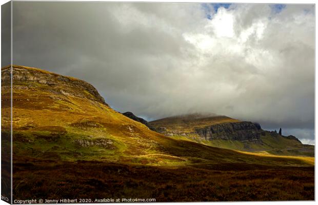 Old Man of Storr in the distance Canvas Print by Jenny Hibbert
