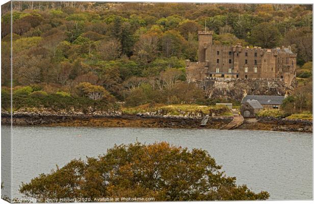Dunvegan castle overlooking Loch Dunvegan Isle of Skye Canvas Print by Jenny Hibbert