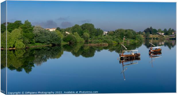 Gabare Refelctions on the Dordogne Canvas Print by DiFigiano Photography