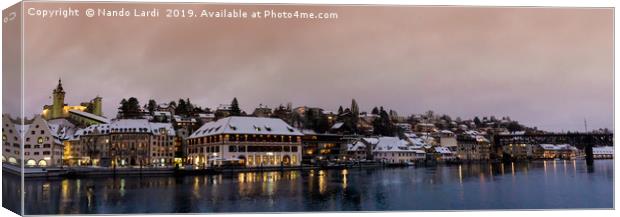 Schaffhausen cityscape at twilight in winter Canvas Print by DiFigiano Photography