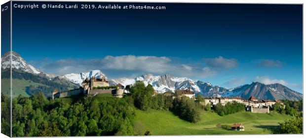 Gruyeres Castle Panorama Canvas Print by DiFigiano Photography