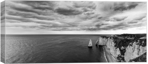 Les Falaises d'Etretat B/W Panorama Canvas Print by DiFigiano Photography