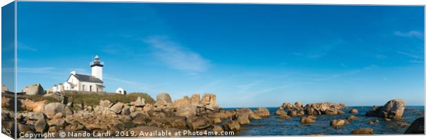 Pontusval Lighthouse Panorama Canvas Print by DiFigiano Photography