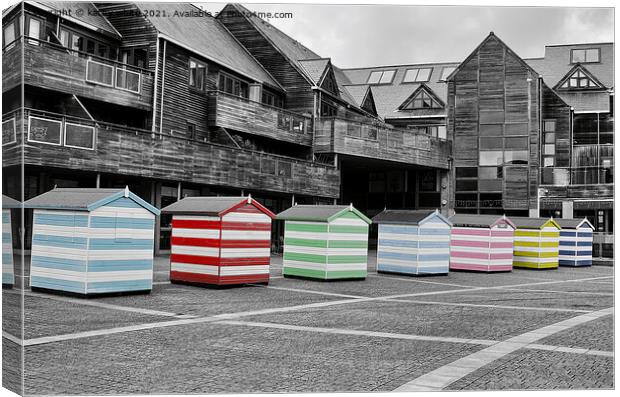 falmouth,Beach Huts,colour pop Canvas Print by kathy white