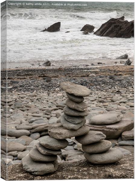 zen balanced stones,Stone Stack Canvas Print by kathy white
