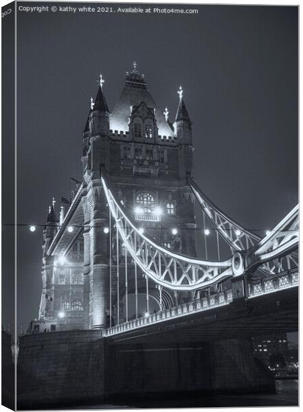 Tower Bridge London Black and white Canvas Print by kathy white