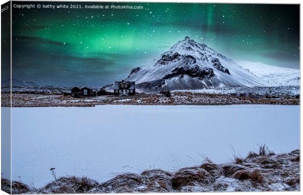Snæfellsnes Iceland ,northern lights Canvas Print by kathy white