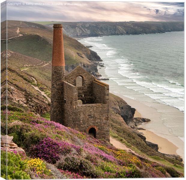 St Agnes, Wheal Coates, Canvas Print by kathy white