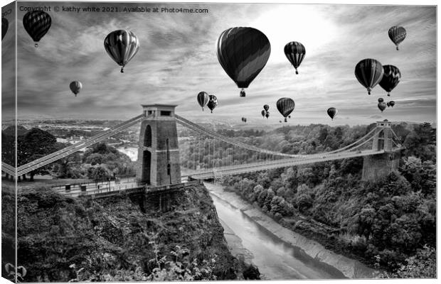 Bristol Balloon fiesta black and white Canvas Print by kathy white