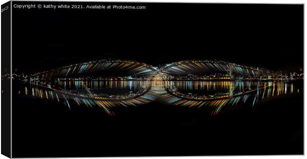 Reykjavik Iceland, city night light Canvas Print by kathy white