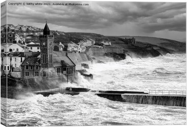 Porthleven Harbour Cornwall Canvas Print by kathy white