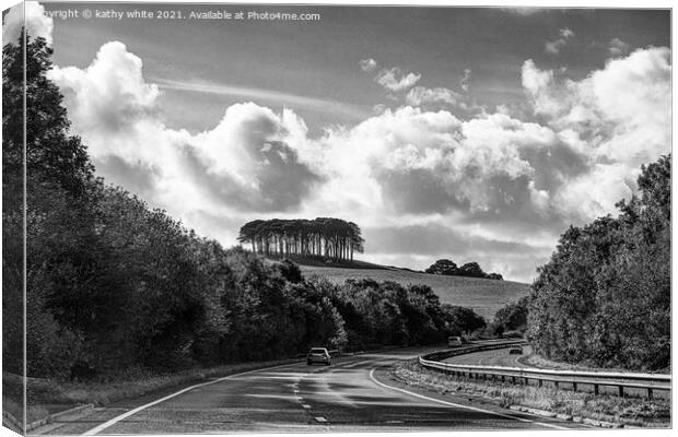 Nearly home Trees cornwall A30,local landmark comi Canvas Print by kathy white