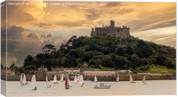 sailing at St Michaels Mount Canvas Print by kathy white