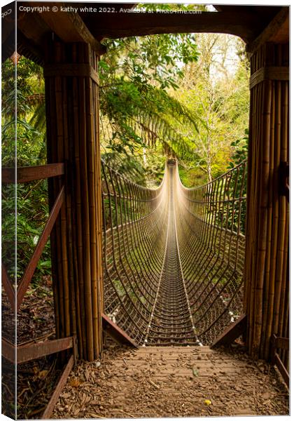 Rope Bridge,lost gardens of Heligan Canvas Print by kathy white