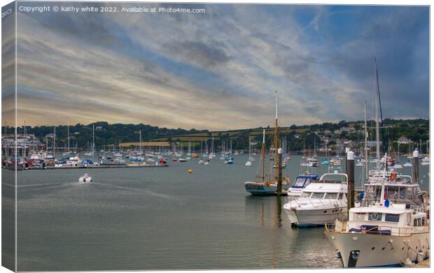 Falmouth bay with Yachts Canvas Print by kathy white