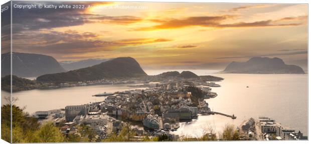  Alesund  Norway sunset Canvas Print by kathy white