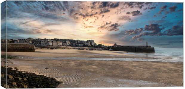 St. Ives Cornwall sunset Canvas Print by kathy white