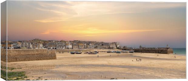Majestic Sunset Over St Ives Bay Canvas Print by kathy white
