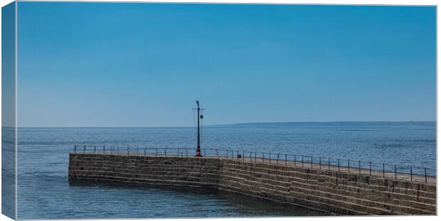 Porthleven Cornwall pier Canvas Print by kathy white