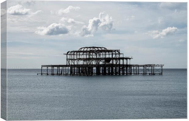 Brighton Seafront, Old west Pier,  Canvas Print by kathy white