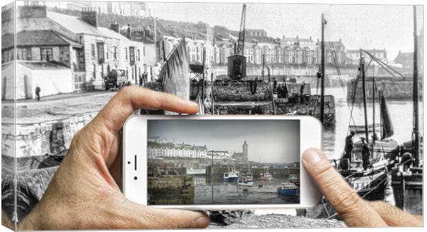 Porthleven old and new Canvas Print by kathy white