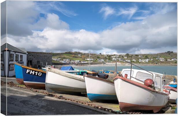 Fishing boats in Coverack Cornwall Canvas Print by kathy white