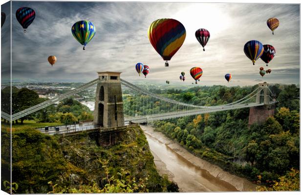 Colorful Balloons Light Up Bristol Sky Canvas Print by kathy white
