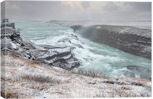 Gullfoss waterfall in Iceland Canvas Print by kathy white