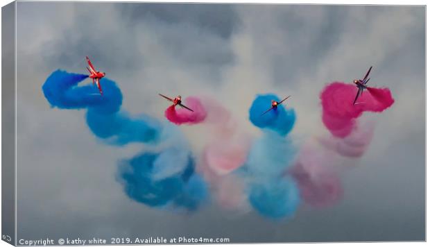 Red Arrows, RAF Royal Air Force Display planes, ai Canvas Print by kathy white
