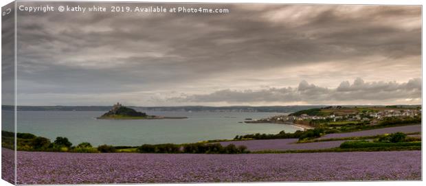 St Michael's Mount Cornwall,wild flowers Canvas Print by kathy white