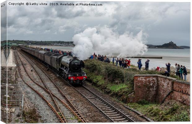 The Flying Scotsman, at St Michaels mount Cornwall Canvas Print by kathy white