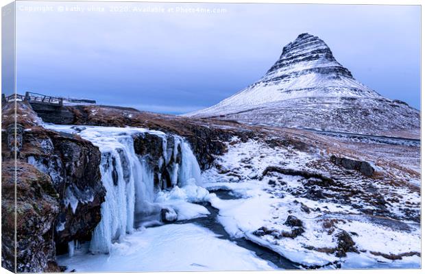 Kirkjufell, church mountain,Snæfellsnes Iceland Canvas Print by kathy white