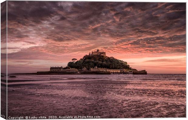 Sunset, St Michael's Mount  Cornwall  Canvas Print by kathy white