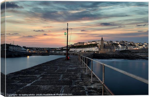 Porthleven Cornwall sunrise  Good morning  Canvas Print by kathy white