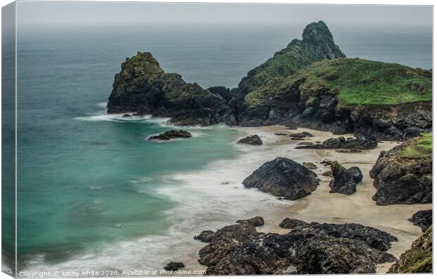 kynance Cove Cornwall Canvas Print by kathy white